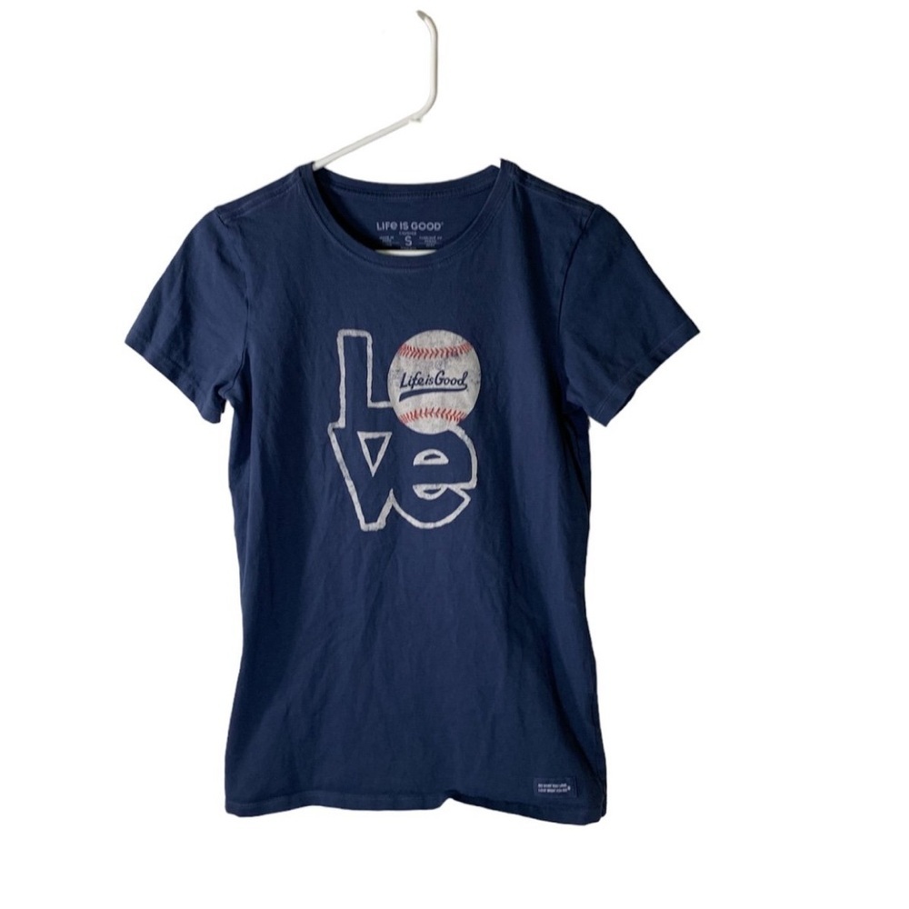 Life Is Good Small‎ Blue Crusher Baseball T Shirt